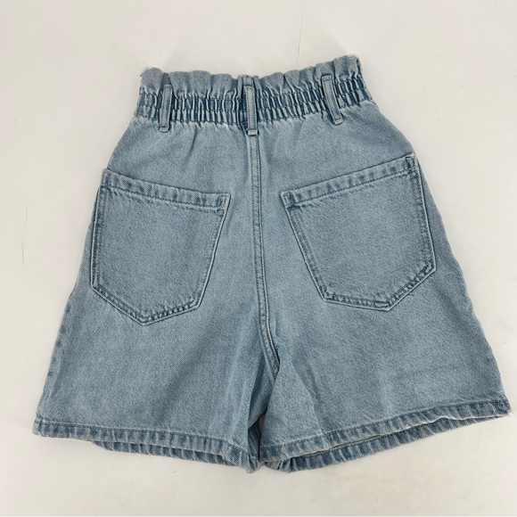 Zara High Rise Denim Mom Shorts Pleated Wedgie High - Picture 9 of 11